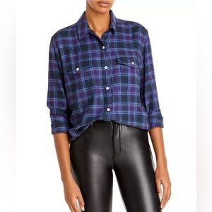 rag & bone Blue Plaid Button Front Shirt Lightweight Size XS